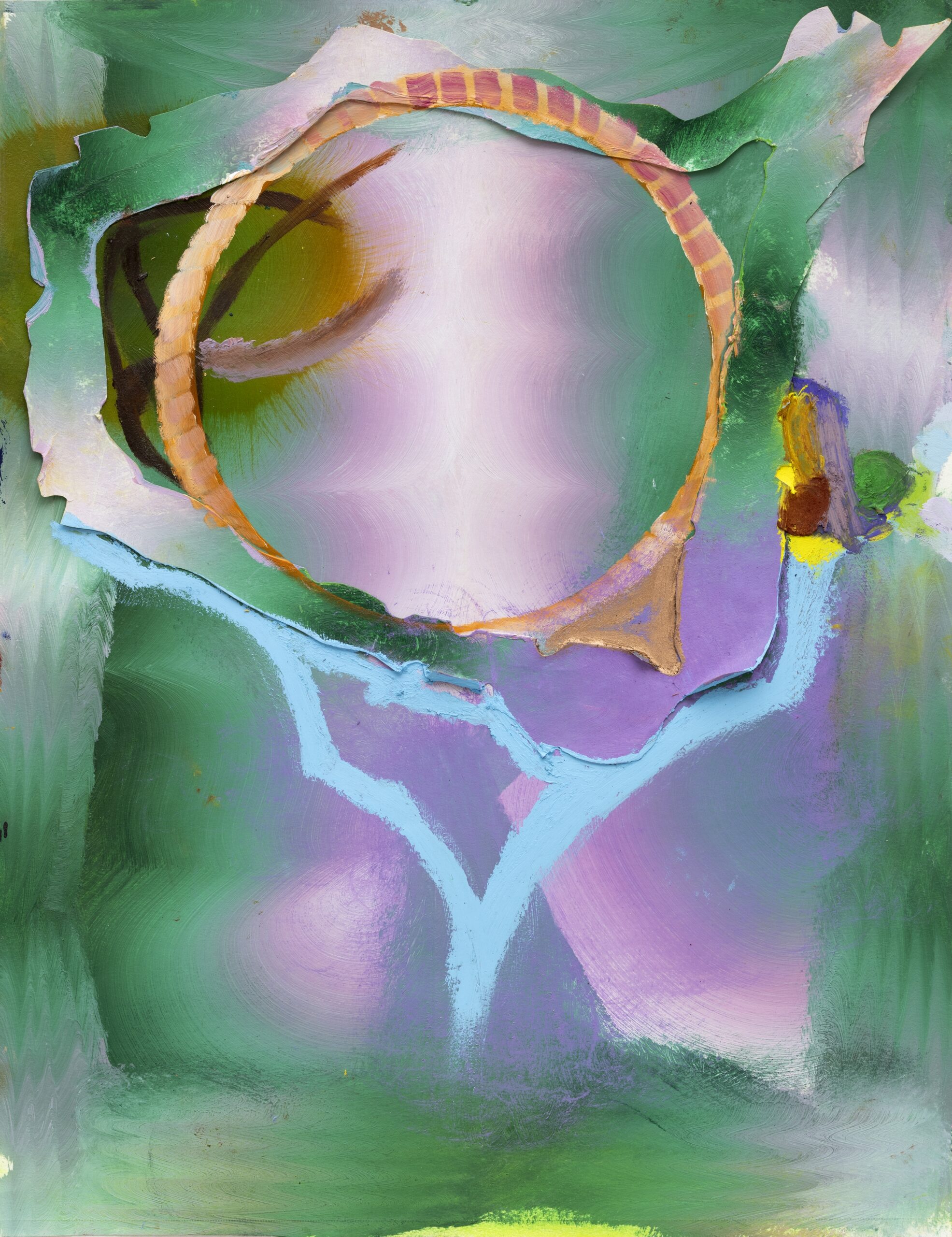 Kerstin Brätsch, Untitled, aus der MƎTA Serie, 2023–2024,
Öl und Collage auf Papier, © Kerstin Brätsch, Courtesy
die Künstlerin, Galerie Gladstone und Gió Marconi Mailand